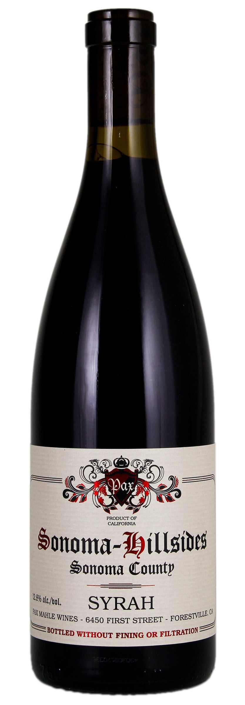 Pax Sonoma Hillsides Syrah 2022  Front Bottle Shot