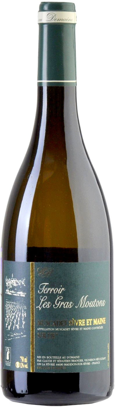 Domaine Claude Branger Terroir Les Gras Moutons Muscadet Sevre et Maine Sur Lie 2022  Front Bottle Shot