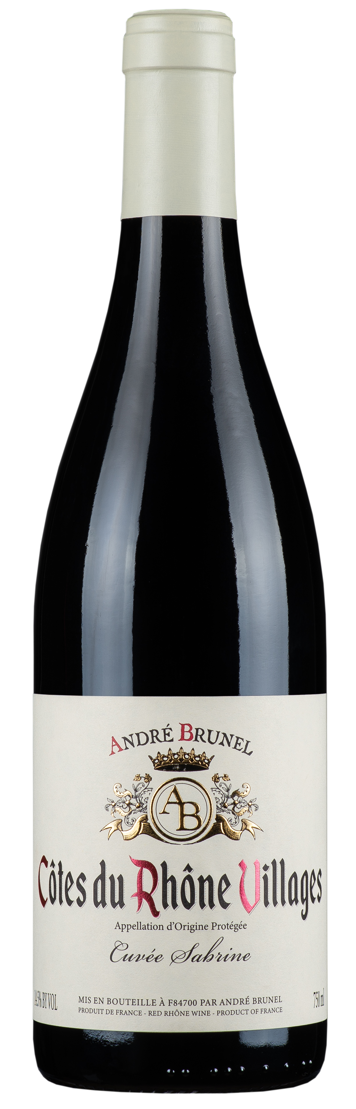Andre Brunel Cotes du Rhone Villages Cuvee Sabrine 2022  Front Bottle Shot