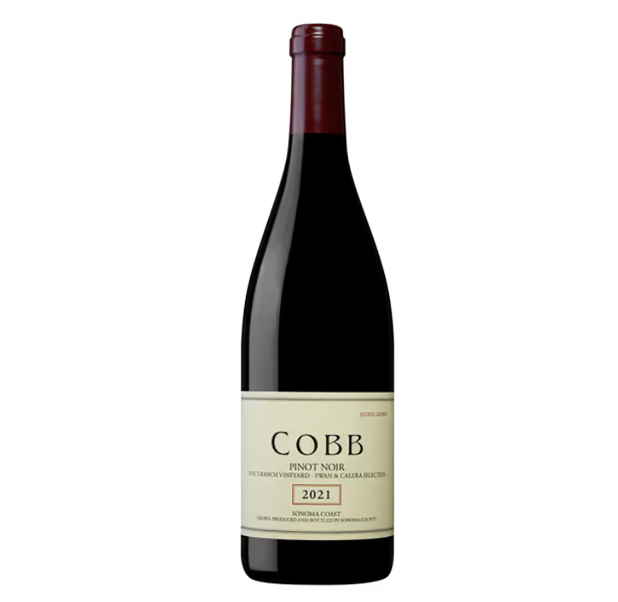 Cobb Wines Doc's Ranch Swan & Calera Selection Pinot Noir 2021  Front Bottle Shot