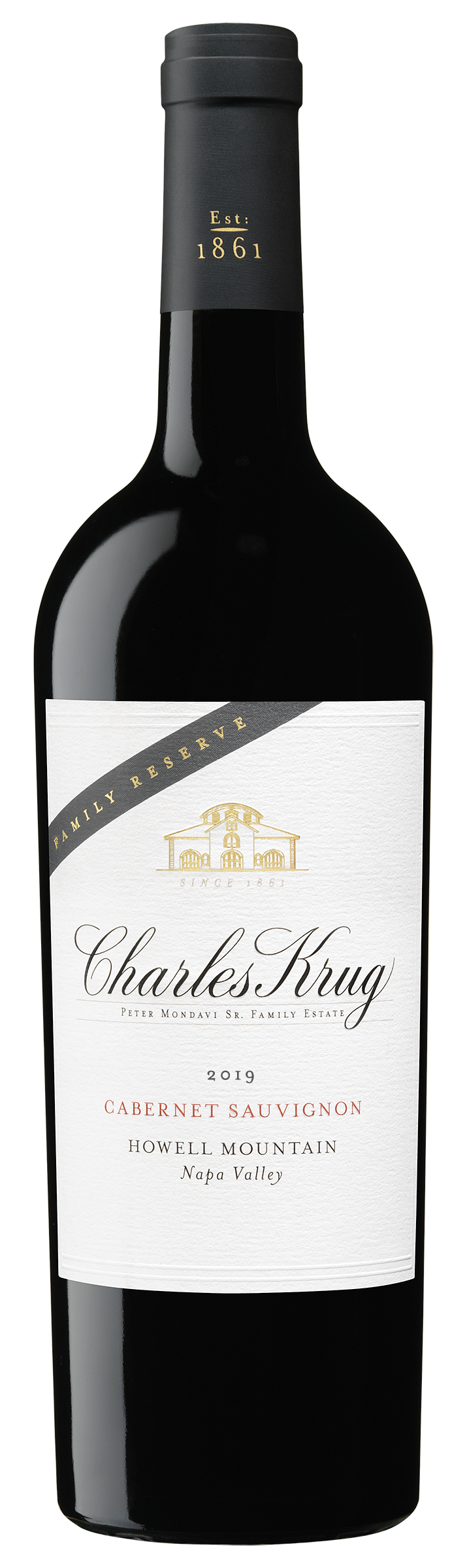 Charles Krug Family Reserve Howell Mountain Cabernet Sauvignon 2019  Front Bottle Shot