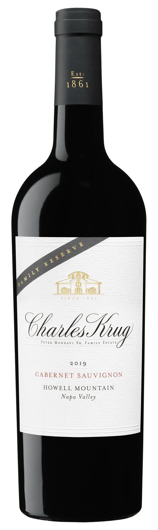 Charles Krug Family Reserve Howell Mountain Cabernet Sauvignon 2019  Front Bottle Shot