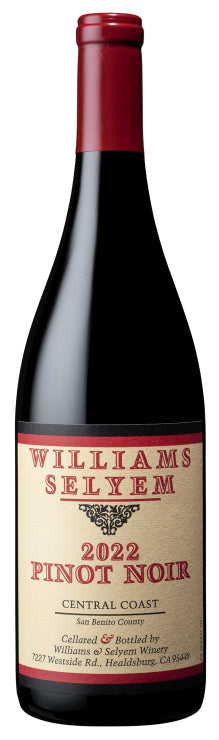 Williams Selyem Central Coast Pinot Noir 2022  Front Bottle Shot