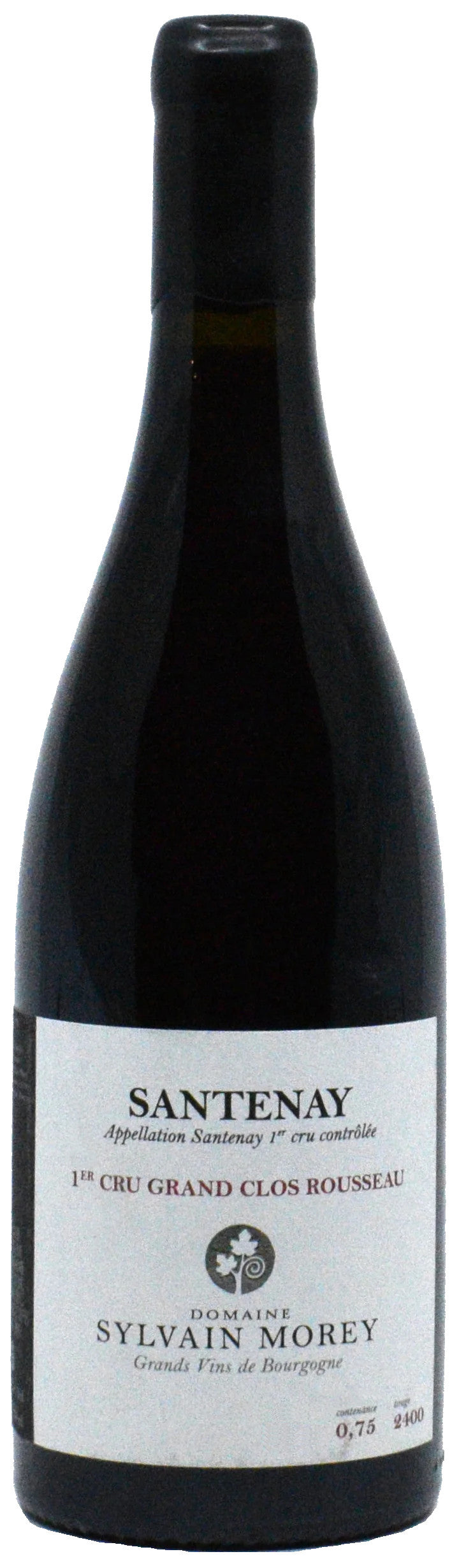 Domaine Sylvain Morey Santenay Grand Clos Rousseau Rouge Premier Cru 2021  Front Bottle Shot