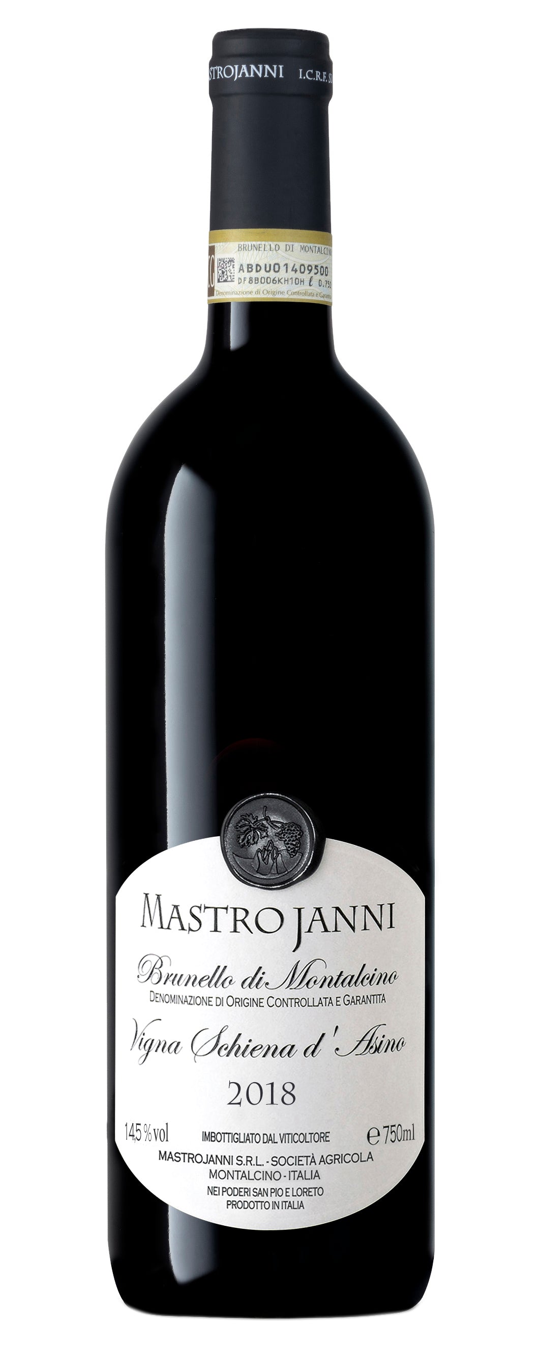Mastrojanni Vigna Schiena d'Asino Brunello di Montalcino 2018  Front Bottle Shot