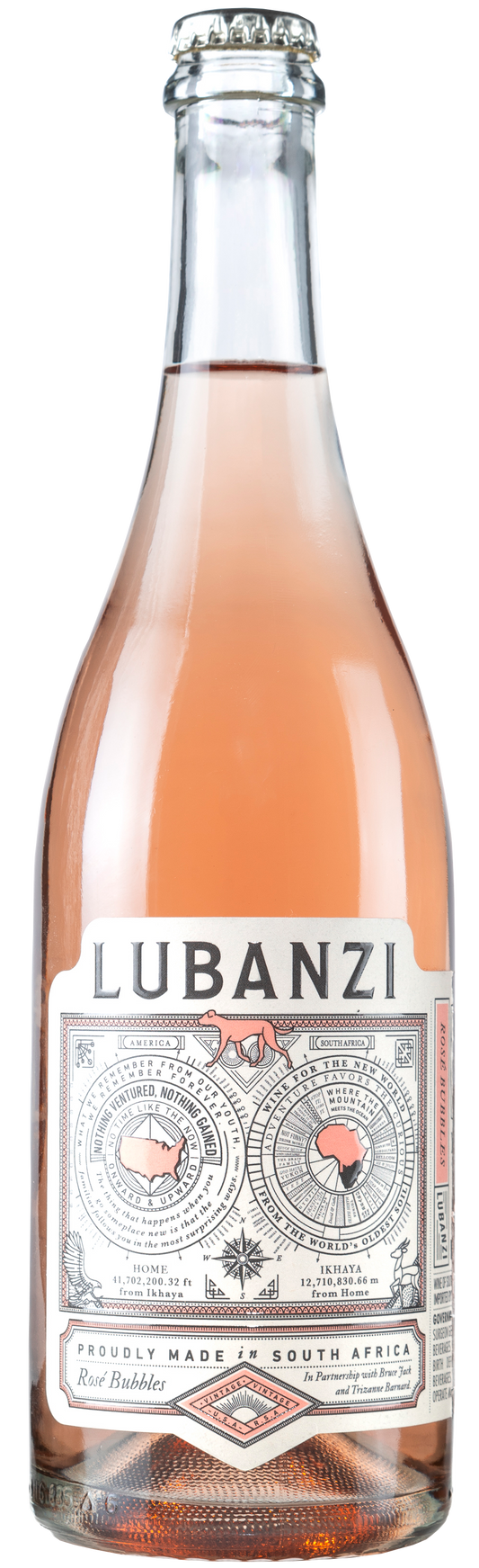 Lubanzi Rose Bubbles Front Bottle Shot