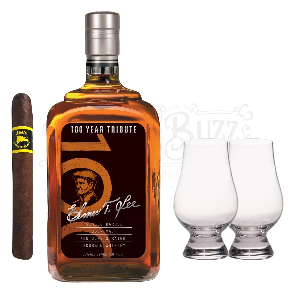 Elmer T. Lee '100 Year Tribute' Bourbon with Glencairn Set & Cigar Bundle
