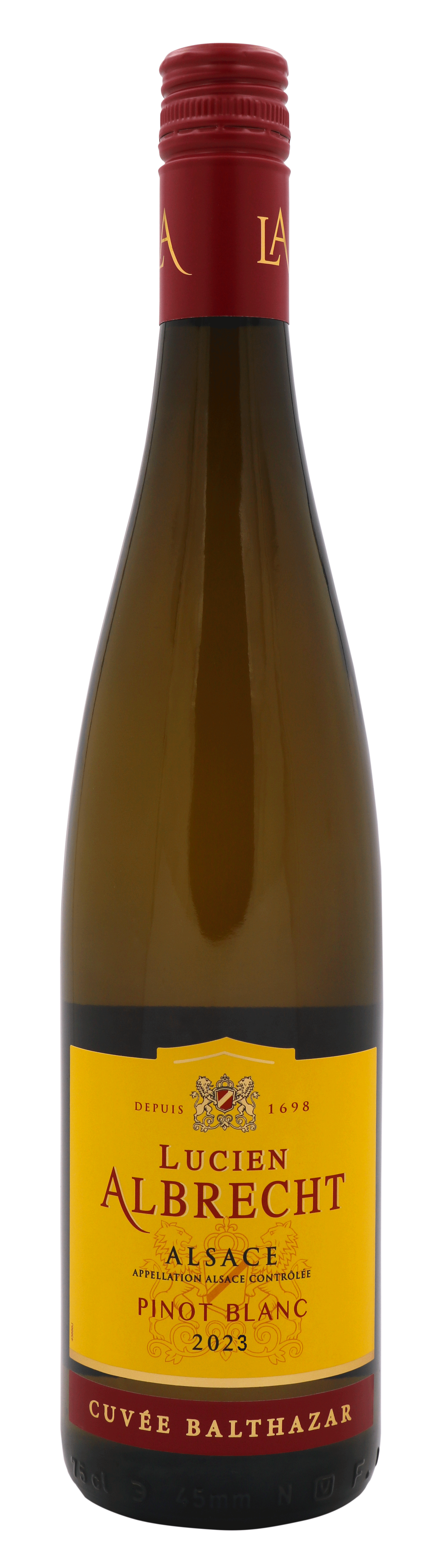 Lucien Albrecht Cuvee Balthazar Pinot Blanc 2023  Front Bottle Shot