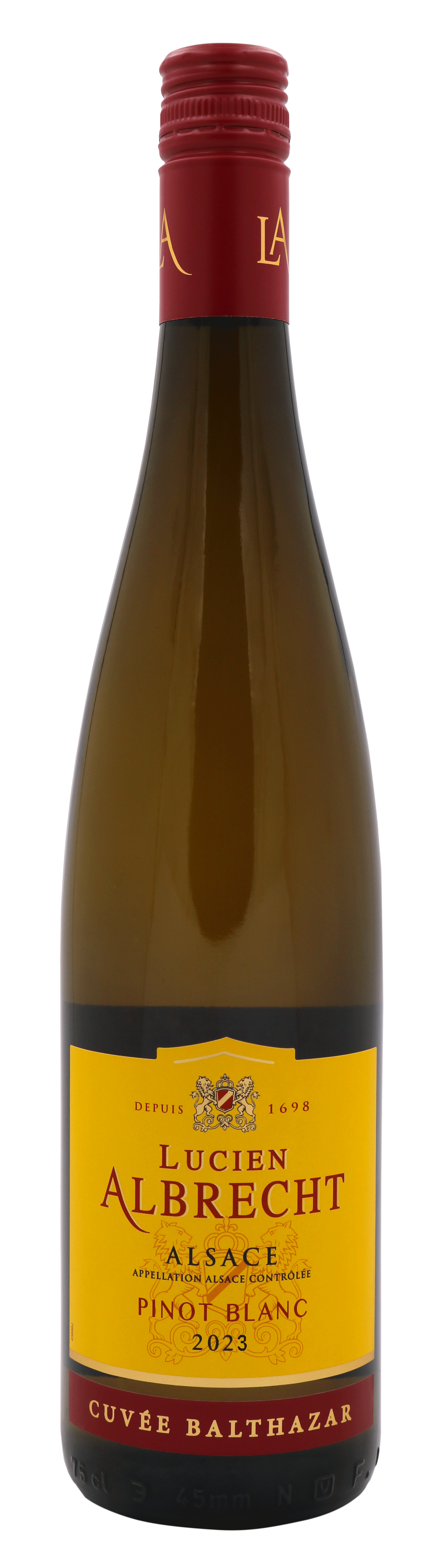 Lucien Albrecht Cuvee Balthazar Pinot Blanc 2023  Front Bottle Shot
