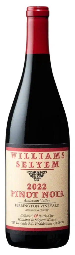 Williams Selyem Ferrington Vineyard Pinot Noir 2022  Front Bottle Shot