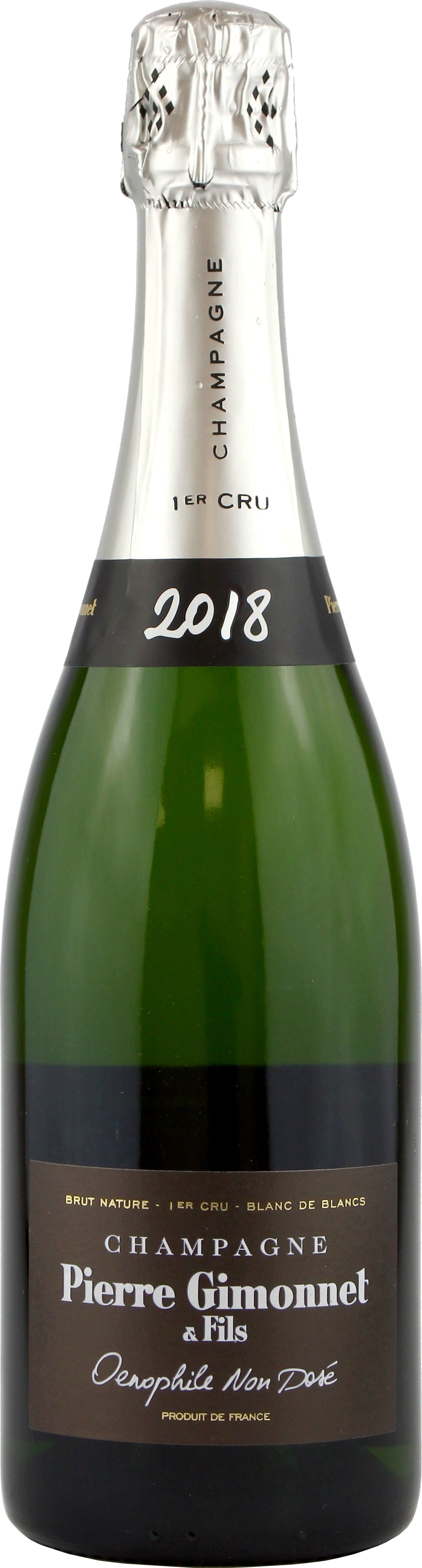 Pierre Gimonnet Oenophile Non Dose Blanc de Blancs 2018  Front Bottle Shot