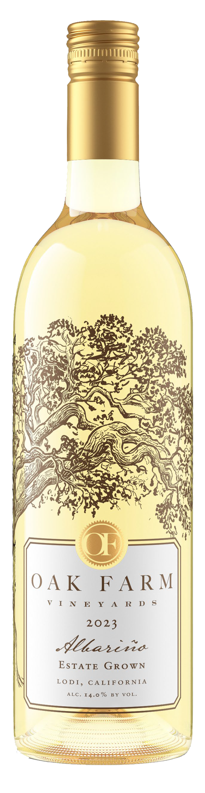 Oak Farm Albarino 2023  Front Bottle Shot