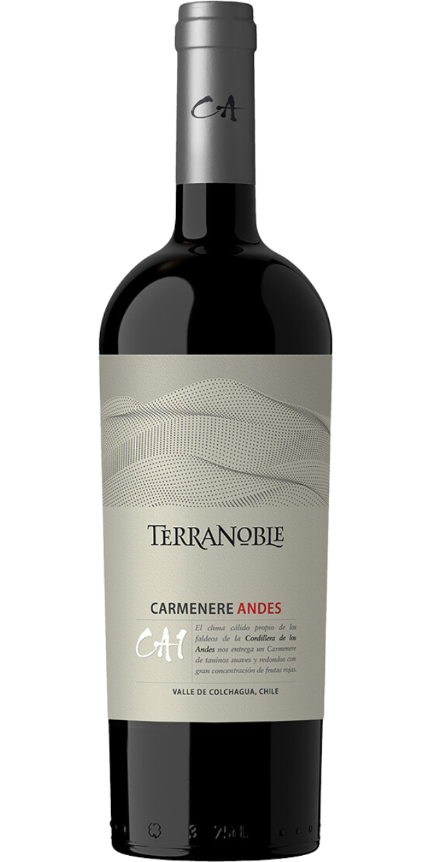 TerraNoble CA1 Andes Carmenere 2021  Front Bottle Shot