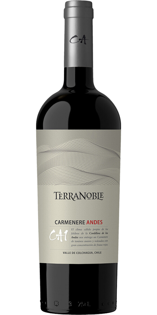 TerraNoble CA1 Andes Carmenere 2021  Front Bottle Shot
