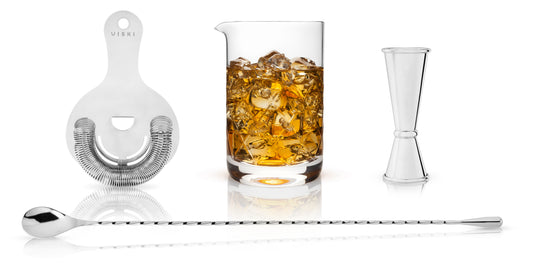 Viski 4-Piece Crystal & Stainless Steel Barware Set