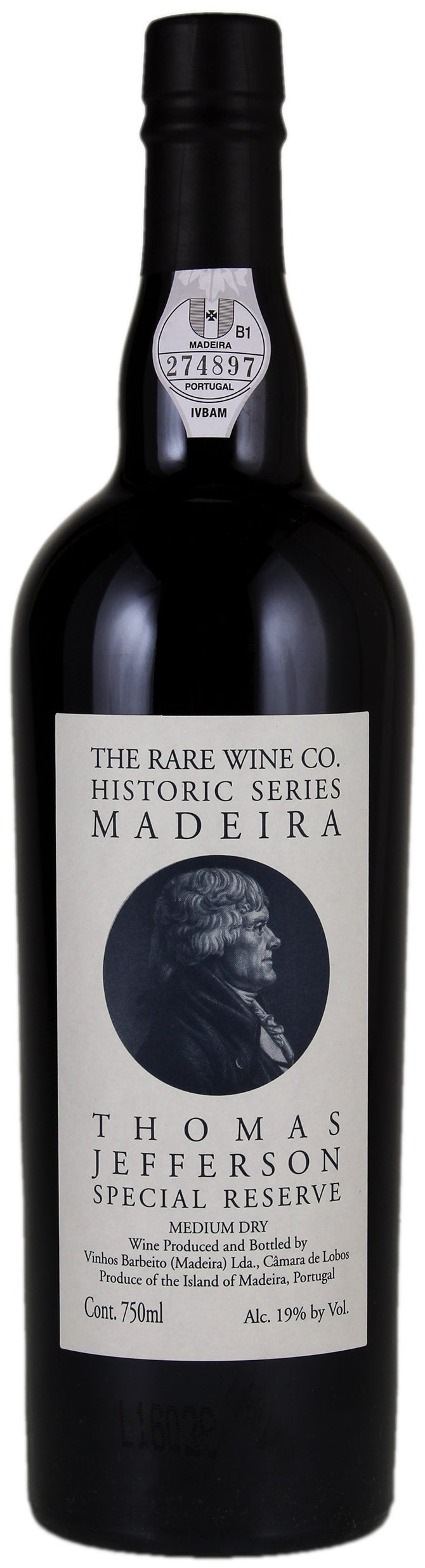 Rare Wine Co. Thomas Jefferson Special Reserve Madeira Front Bottle Shot