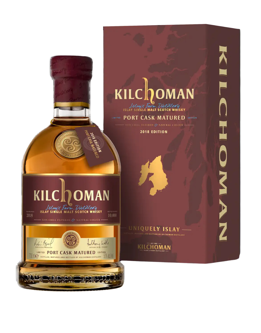 KILCHOMAN PORT CASK MATURED ISLAY SINGLE MALT SCOTCH WHISKY 750 ML