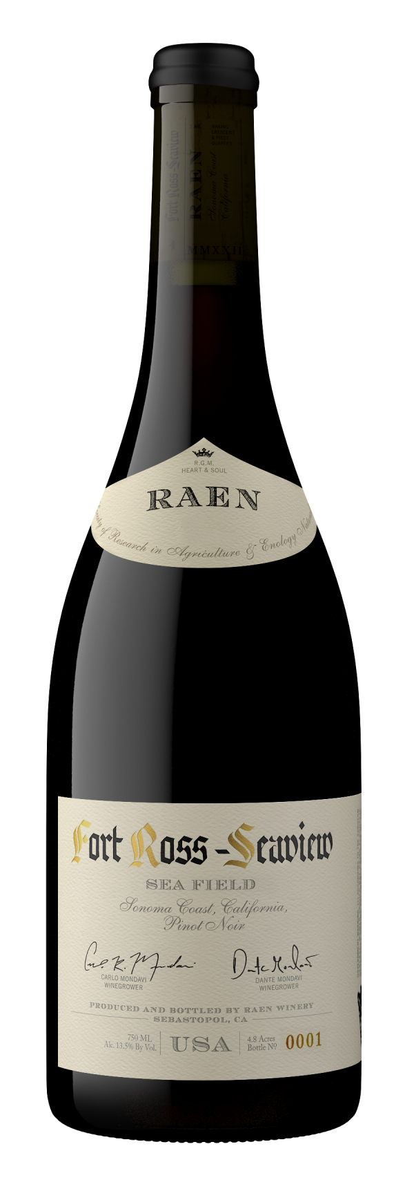 RAEN Sea Field Vineyard Pinot Noir 2023  Front Bottle Shot