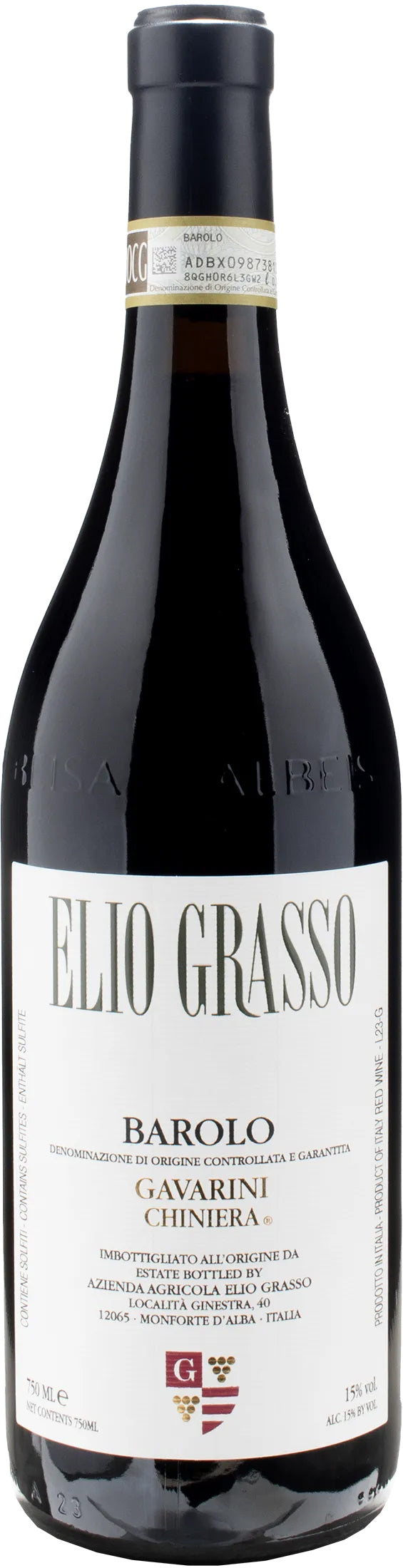 Elio Grasso Gavarini Vigna Chiniera Barolo 2020  Front Bottle Shot