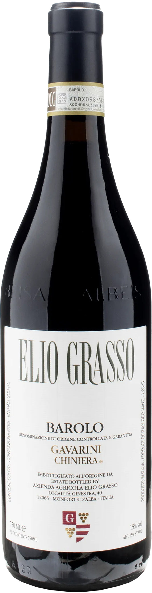Elio Grasso Gavarini Vigna Chiniera Barolo 2020  Front Bottle Shot