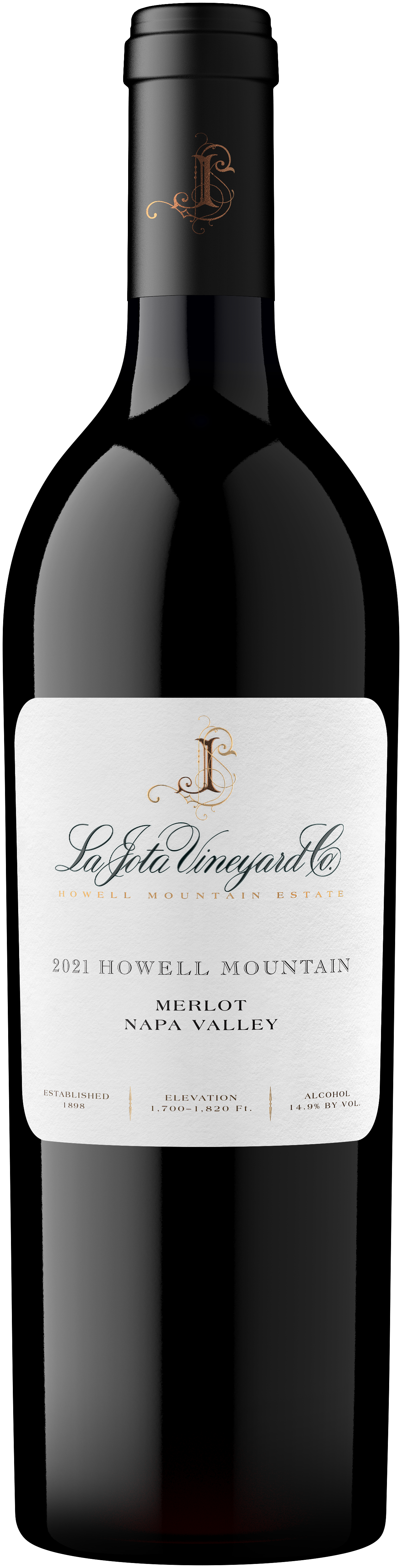 La Jota Howell Mountain Merlot 2021  Front Bottle Shot