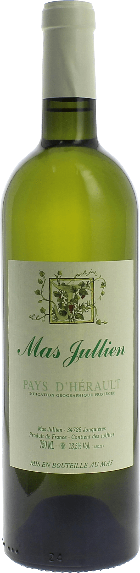 Mas Jullien Pays d'Herault Blanc 2019  Front Bottle Shot