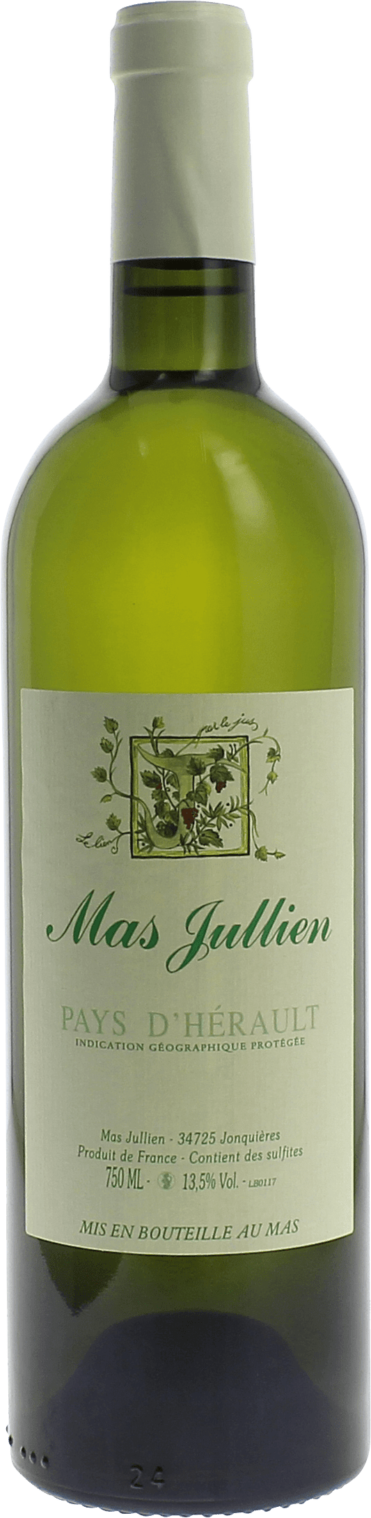 Mas Jullien Pays d'Herault Blanc 2019  Front Bottle Shot