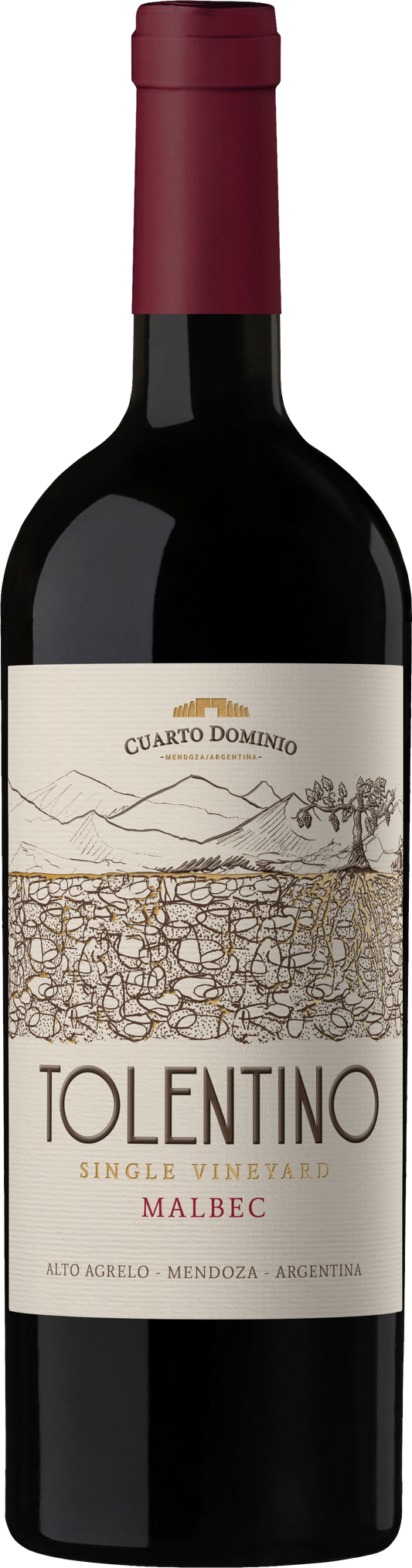 Bodega Cuarto Dominio Tolentino Single Vineyard Malbec 2022  Front Bottle Shot