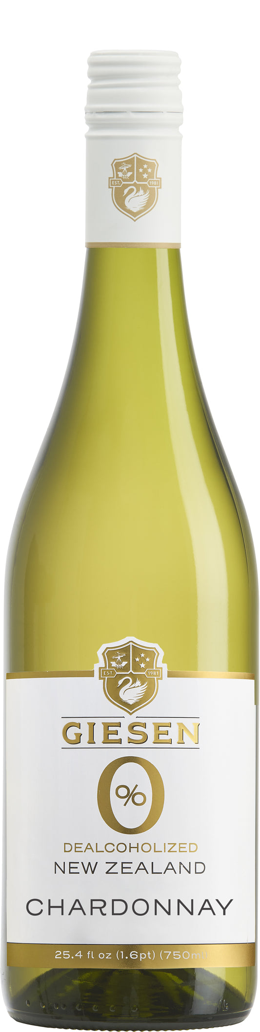 Giesen 0% Chardonnay (Non-Alcoholic)  Front Bottle Shot
