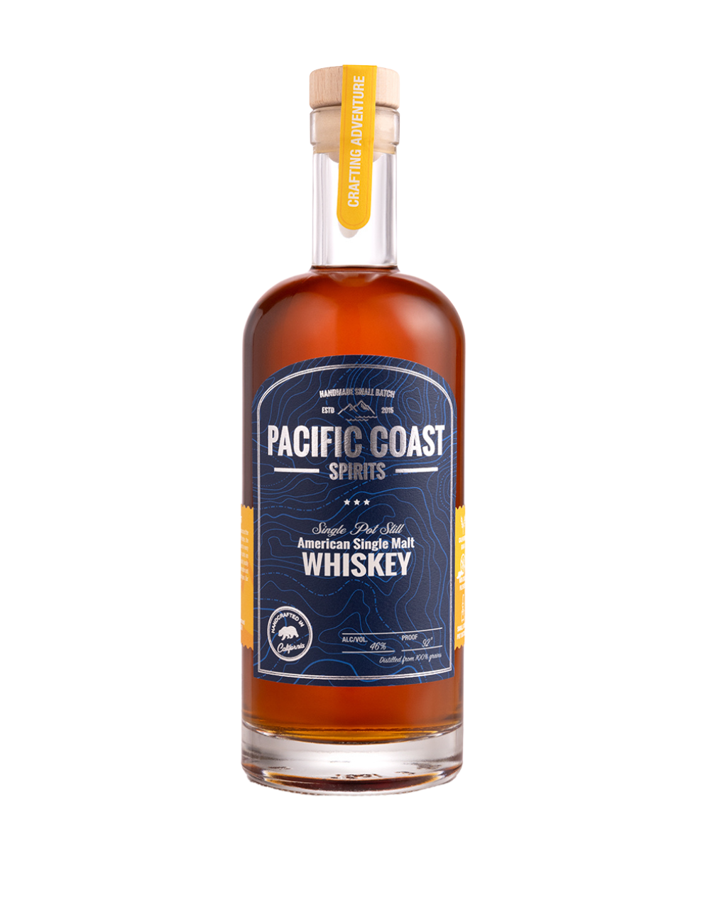 PACIFIC COAST AMERICAN SINGLE MALT WHISKEY - YELLOW LABEL 750 ML
