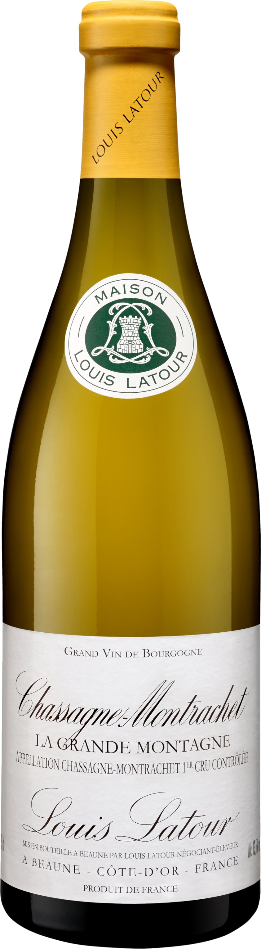 Louis Latour Chassagne-Montrachet La Grande Montagne Premier Cru 2022  Front Bottle Shot