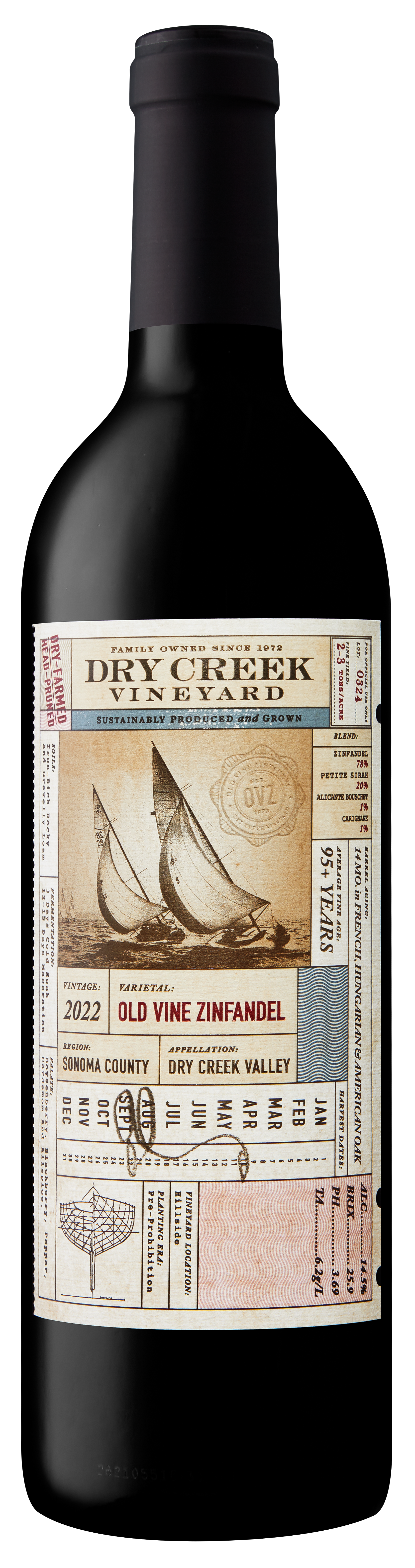 Dry Creek Vineyard Old Vine Zinfandel 2022  Front Bottle Shot