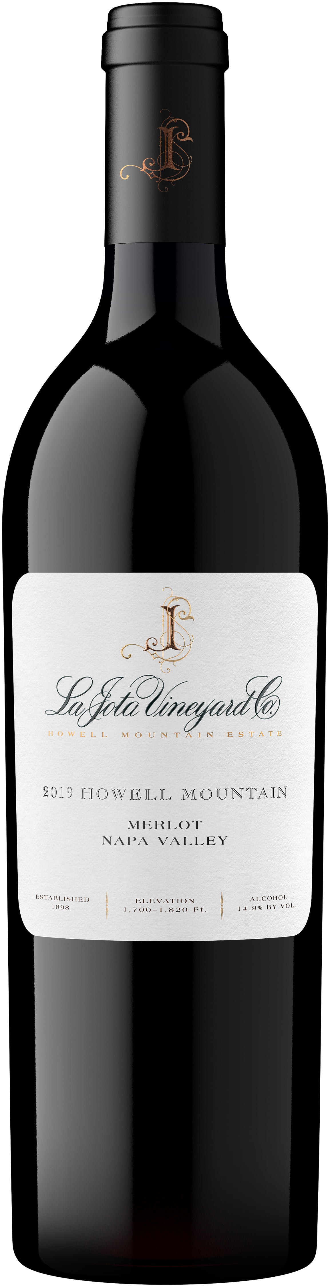 La Jota Howell Mountain Merlot 2019  Front Bottle Shot