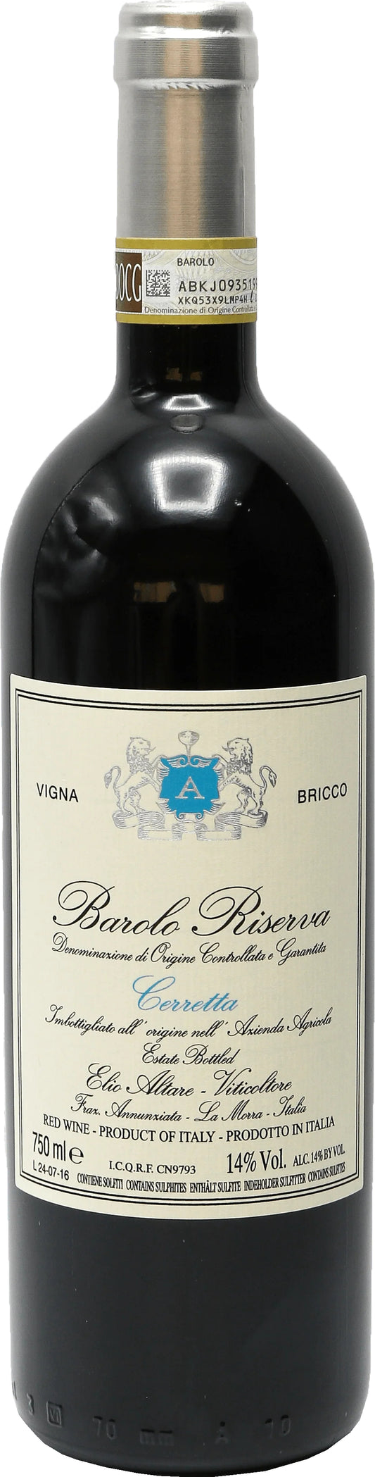 Elio Altare Barolo Cerretta Vigna Bricco Riserva 2018  Front Bottle Shot