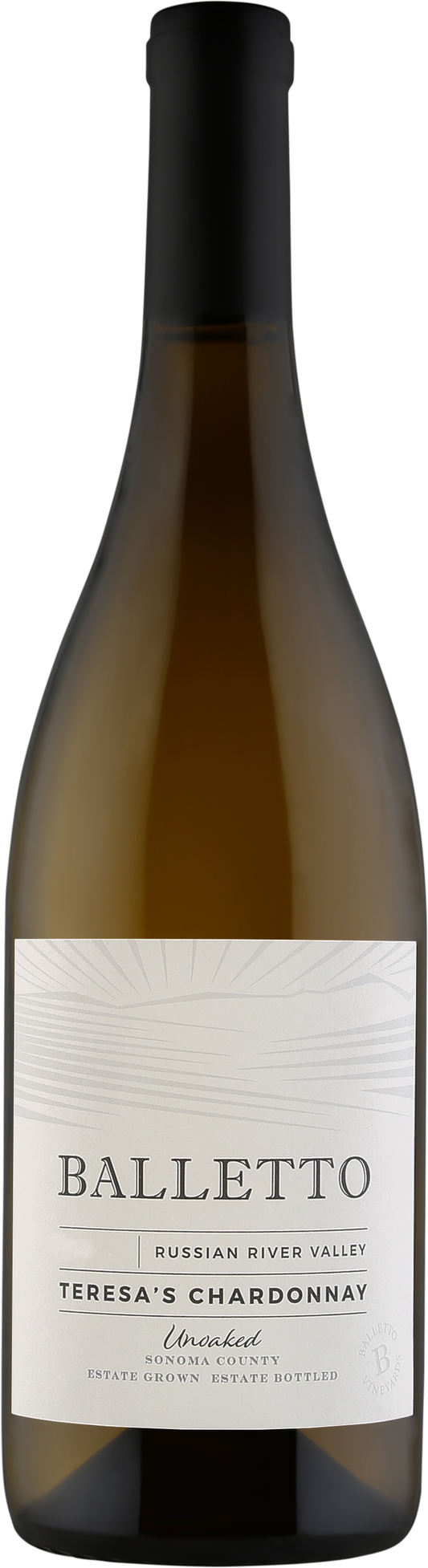 Balletto Winery Teresa's Unoaked Chardonnay 2022  Front Bottle Shot