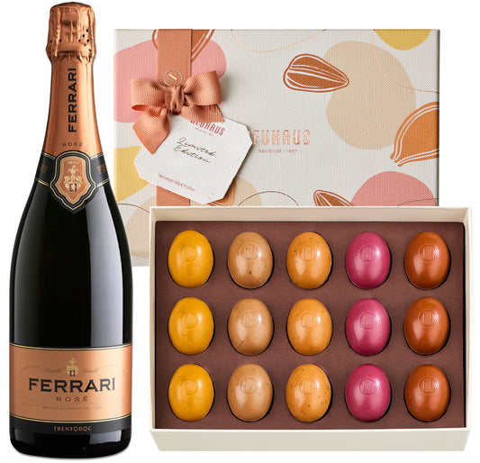 93 Point Ferrari Brut Rose & Neuhaus Belgian Chocolates