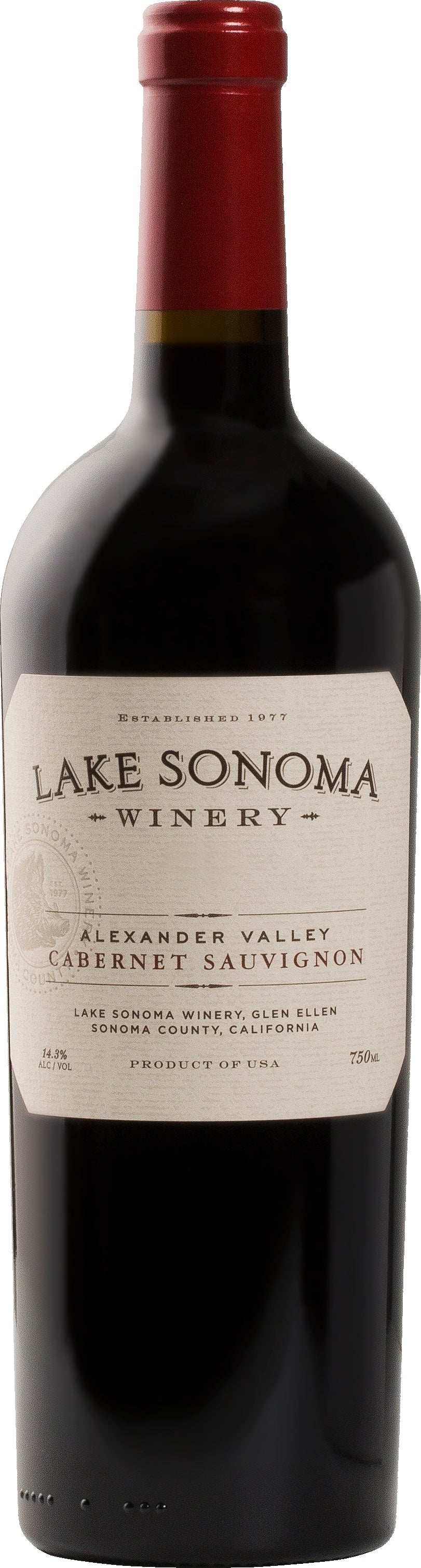 Lake Sonoma Winery Alexander Valley Cabernet Sauvignon 2021  Front Bottle Shot