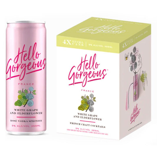 Hello Gorgeous White Grape and Elderflower French Cocktails 4/355ml