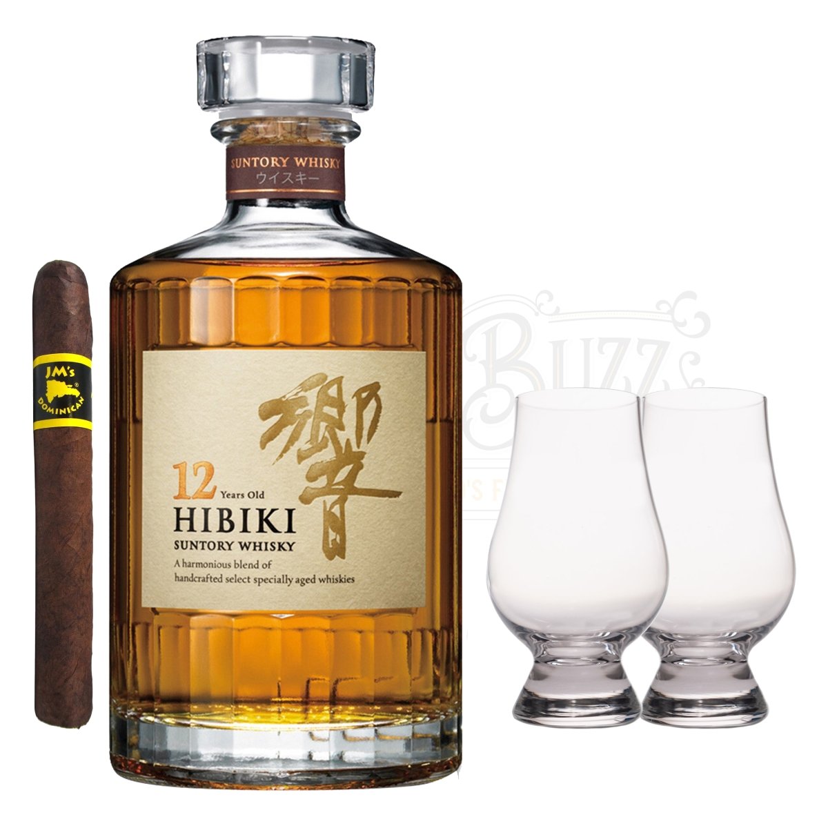Hibiki 12 Year With Glencairn Set & Cigar Bundle