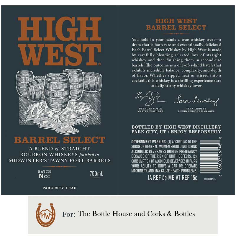 High West Barrel Select Finished in Midwinter's Tawny Port Barrels Bourbon Whiskey 750ml