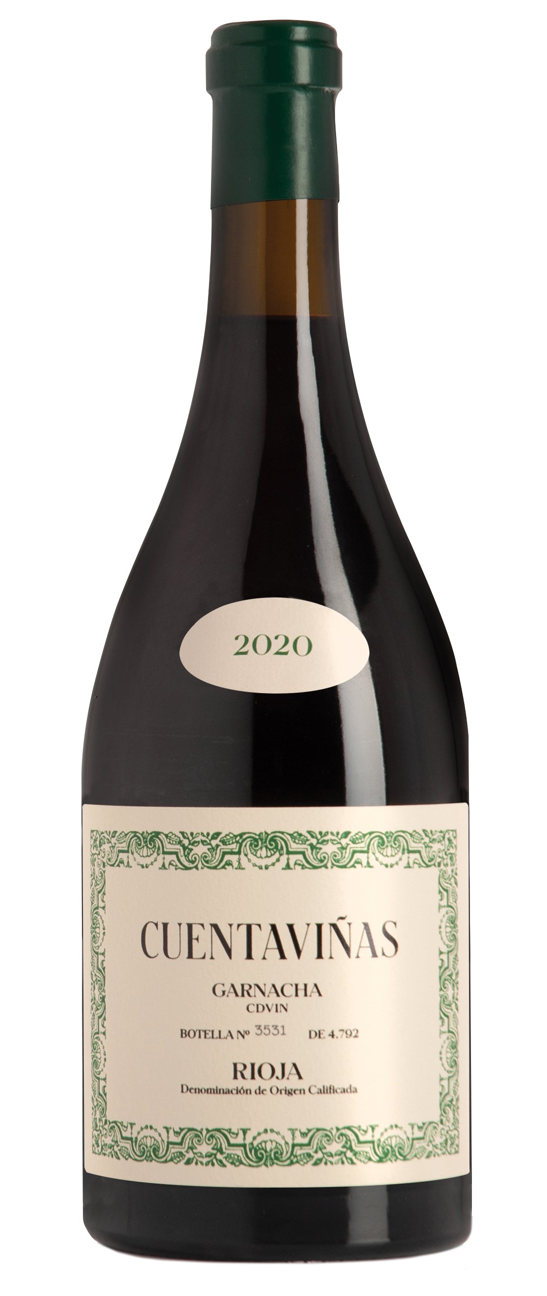 Cuentavinas Rioja CDVIN Garnacha 2020  Front Bottle Shot
