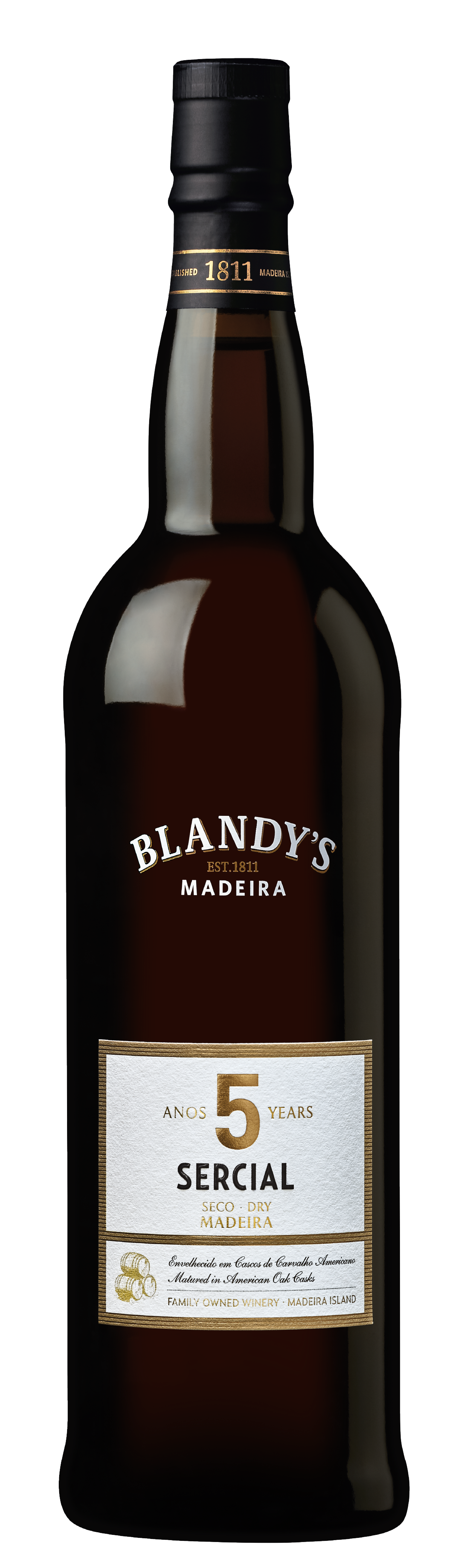 Blandy's 5 Years Sercial Dry Madeira Front Bottle Shot