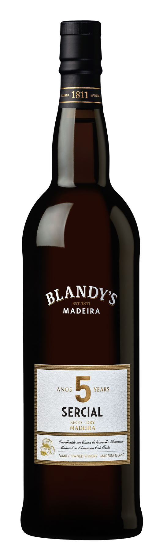 Blandy's 5 Years Sercial Dry Madeira Front Bottle Shot