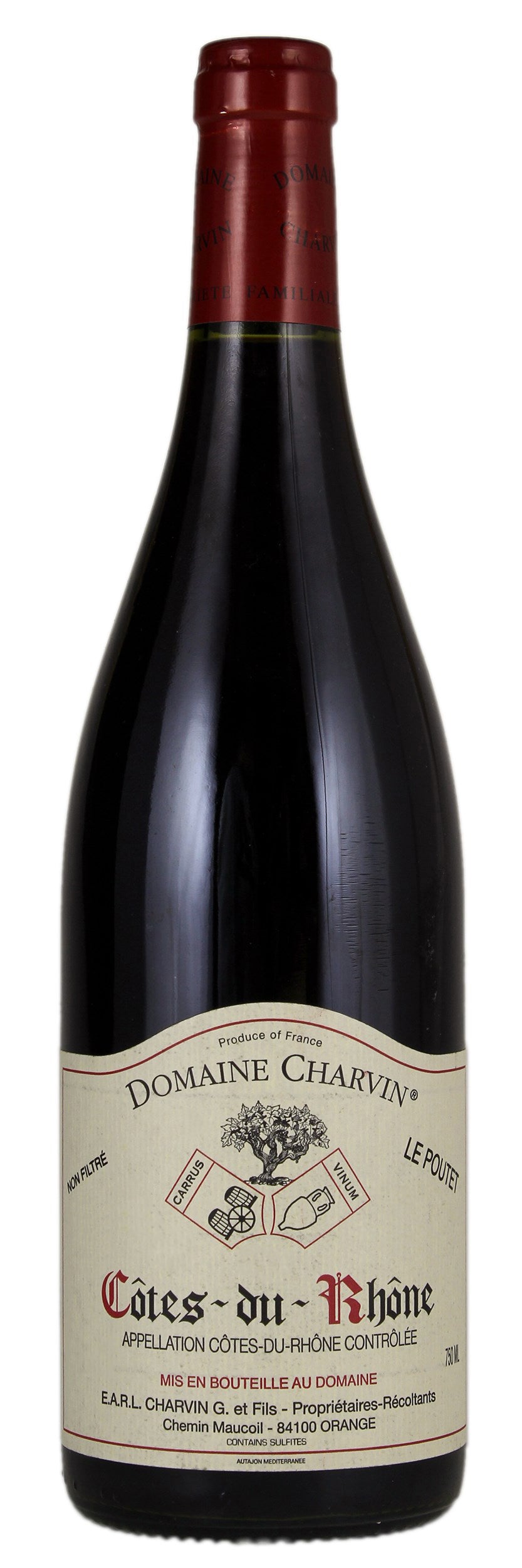 Domaine Charvin Cotes-du-Rhone Le Poutet 2022  Front Bottle Shot