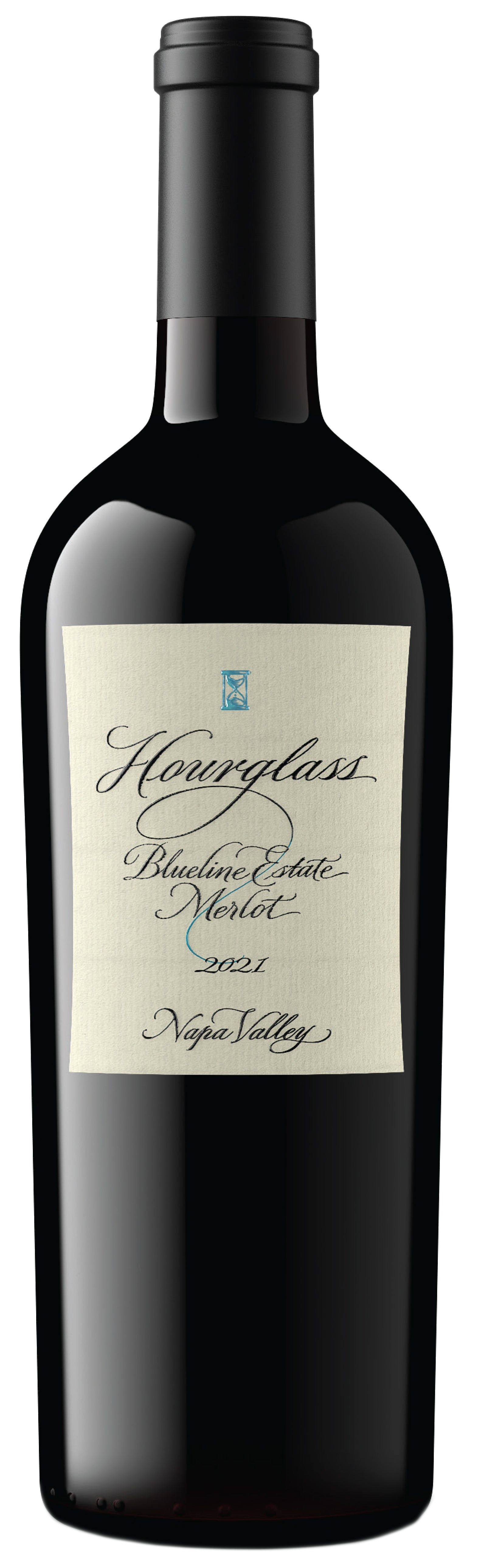 Hourglass Blueline Vineyard Merlot 2021  Front Bottle Shot