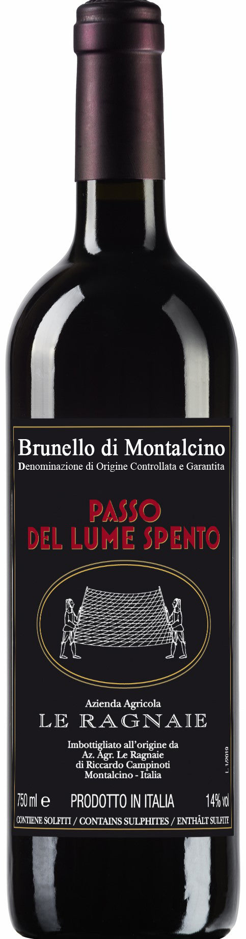 Le Ragnaie Brunello di Montalcino Passo del Lume Spento 2020  Front Bottle Shot
