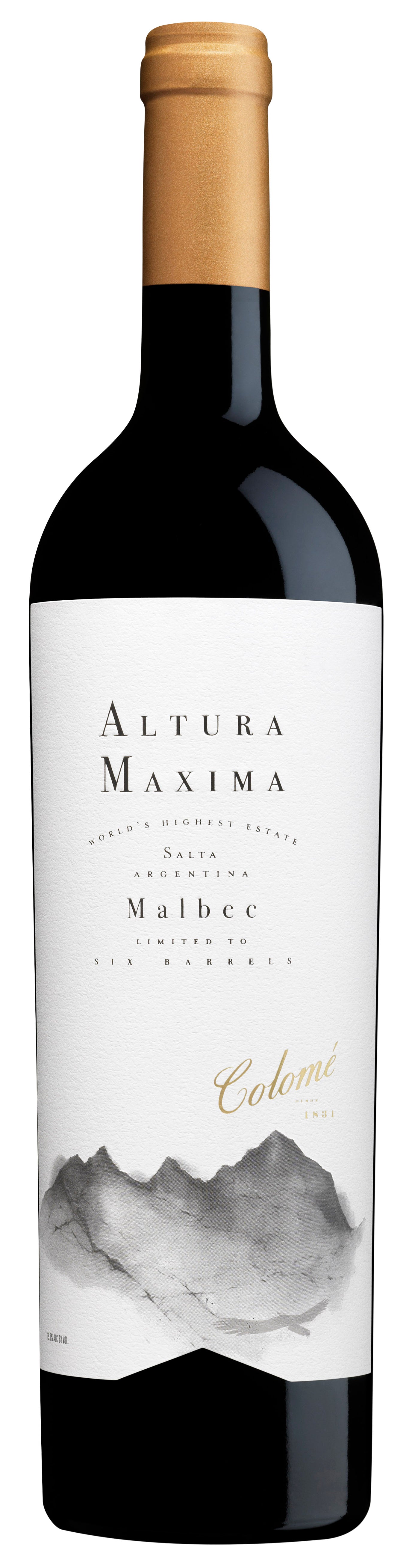 Bodega Colome Altura Maxima Malbec 2015  Front Bottle Shot