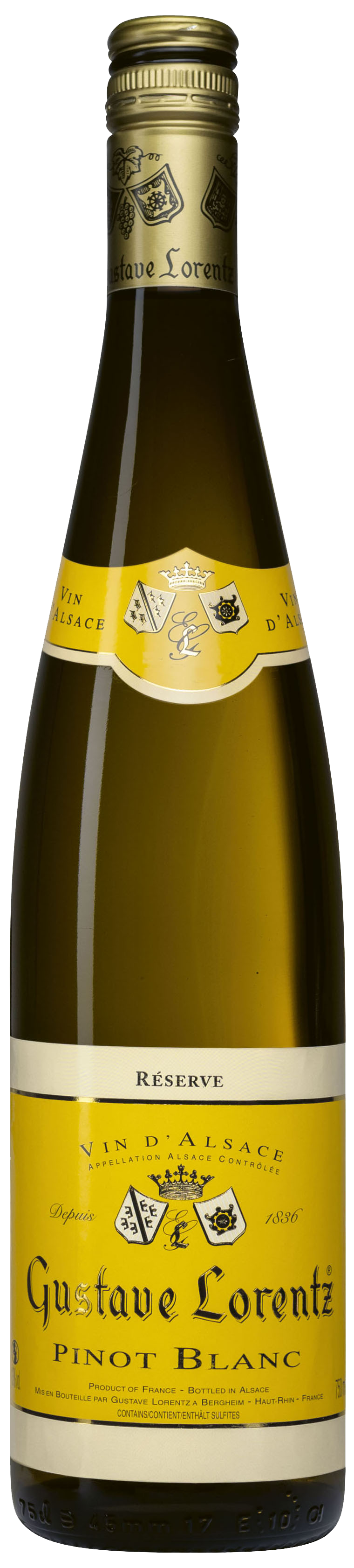 Gustave Lorentz Reserve Pinot Blanc 2023  Front Bottle Shot