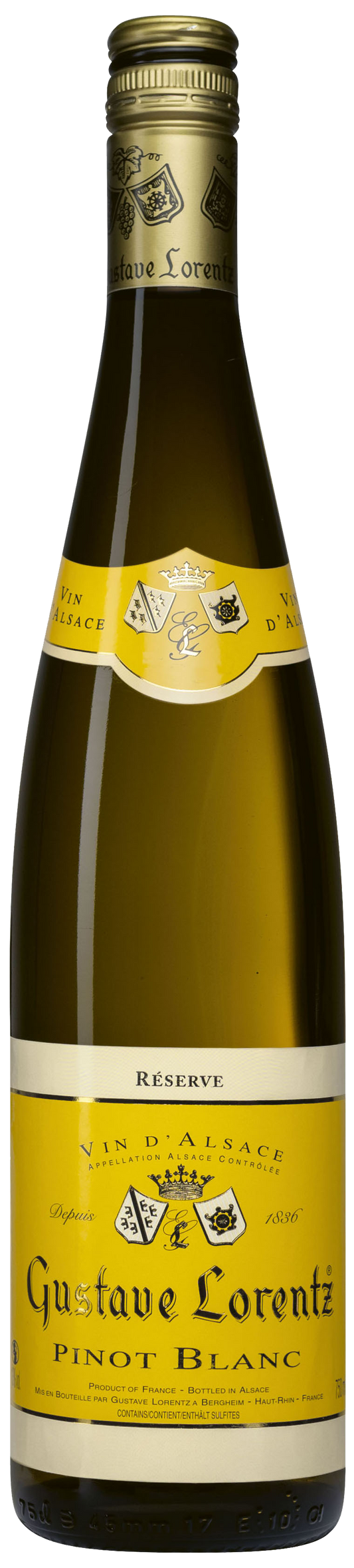 Gustave Lorentz Reserve Pinot Blanc 2023  Front Bottle Shot