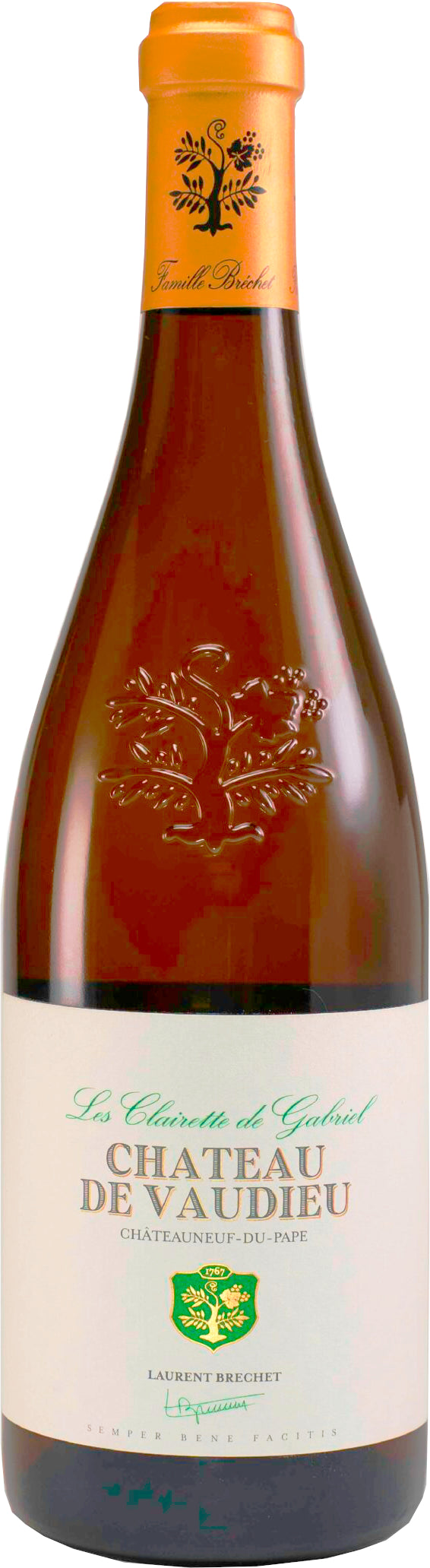 Chateau de Vaudieu Chateauneuf-du-Pape Clairette de Gabriel Blanc 2022  Front Bottle Shot